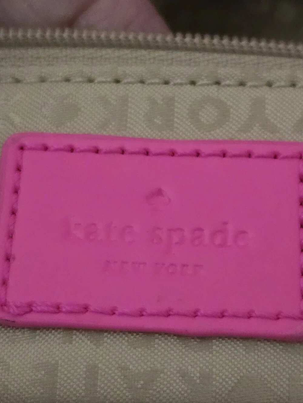 kate spade new york Molly Bikini Dot Large Tote in a vibrant neon pink patent - Picture 9 of 13
